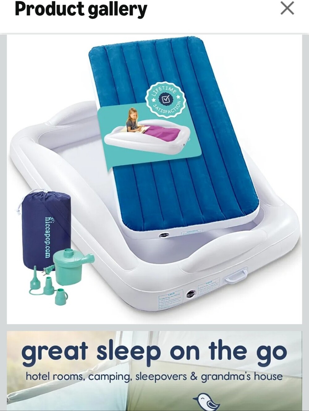 Kids Inflatable Sleep Mat - White and Blue - Picture 14 of 15